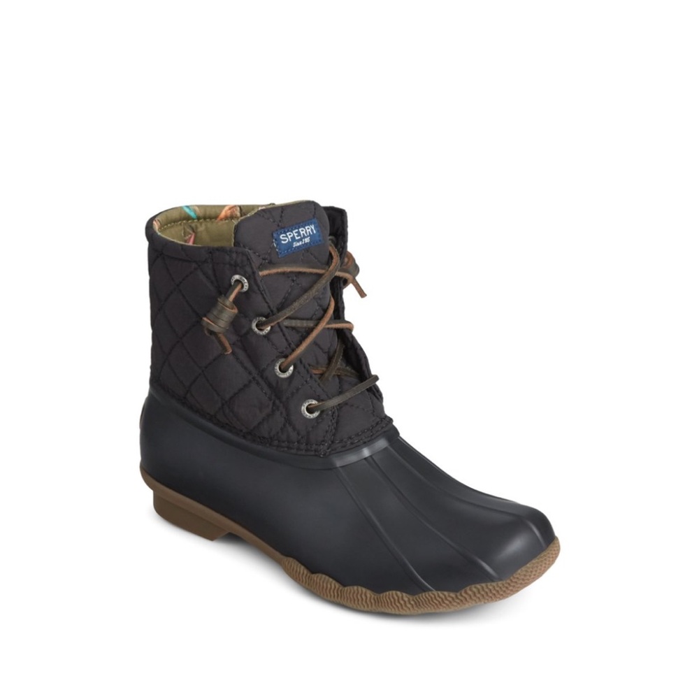 Sperry Women's Black Quilted Waterproof Duck Boots Size 9